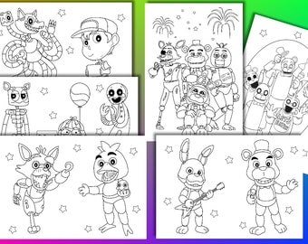 Five Nights at Freddy coloring pages, Five Nights at Freddy Birthday Party Favor, Instant Download, PDF file