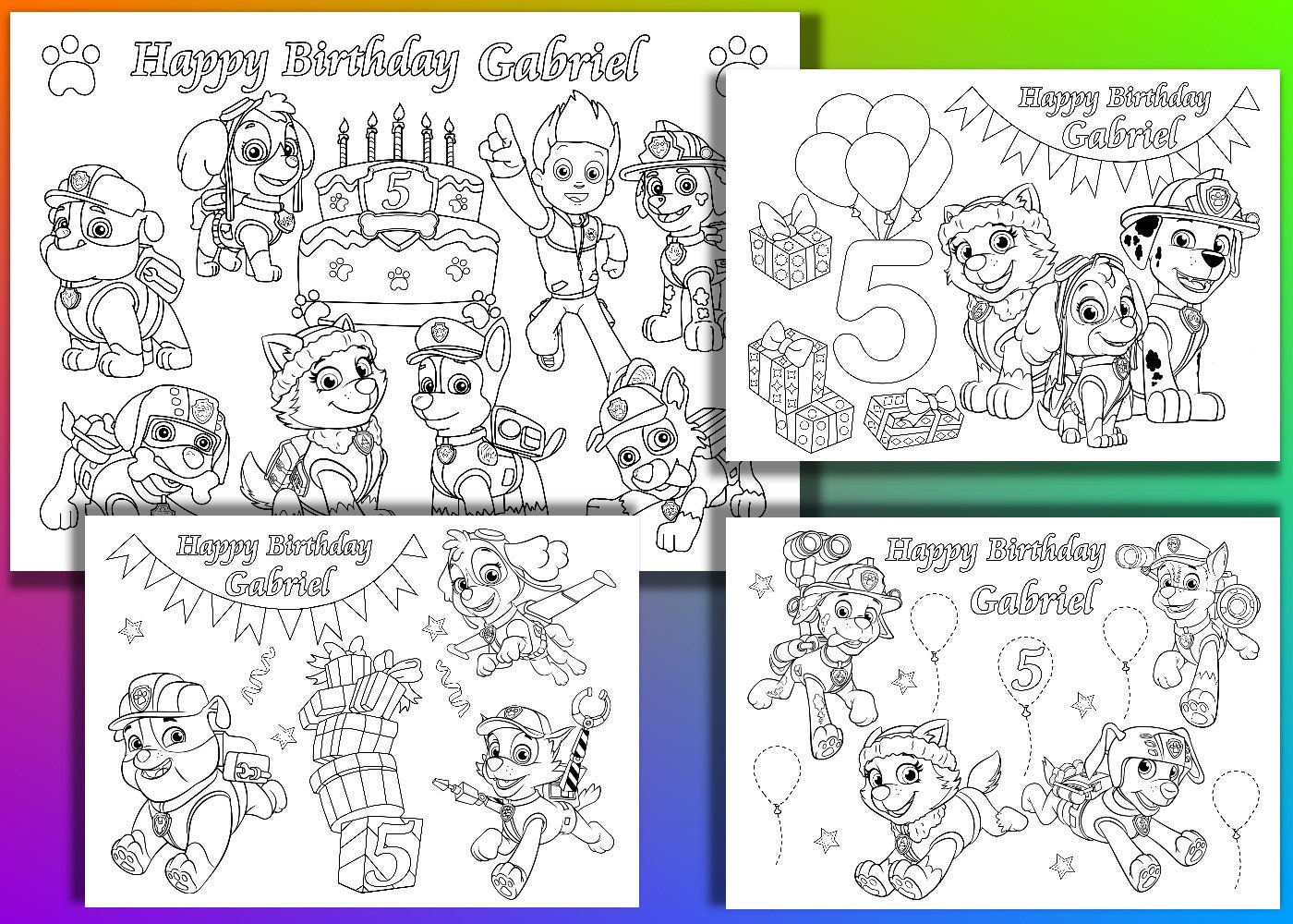 paw patrol personalized coloring pages pdf file
