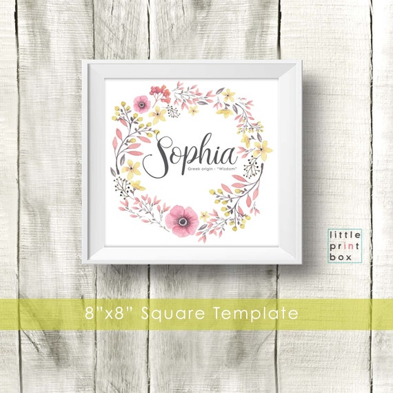 Digital 8x8 Sophia Baby Name Meaning Baby by LittlePrintBox