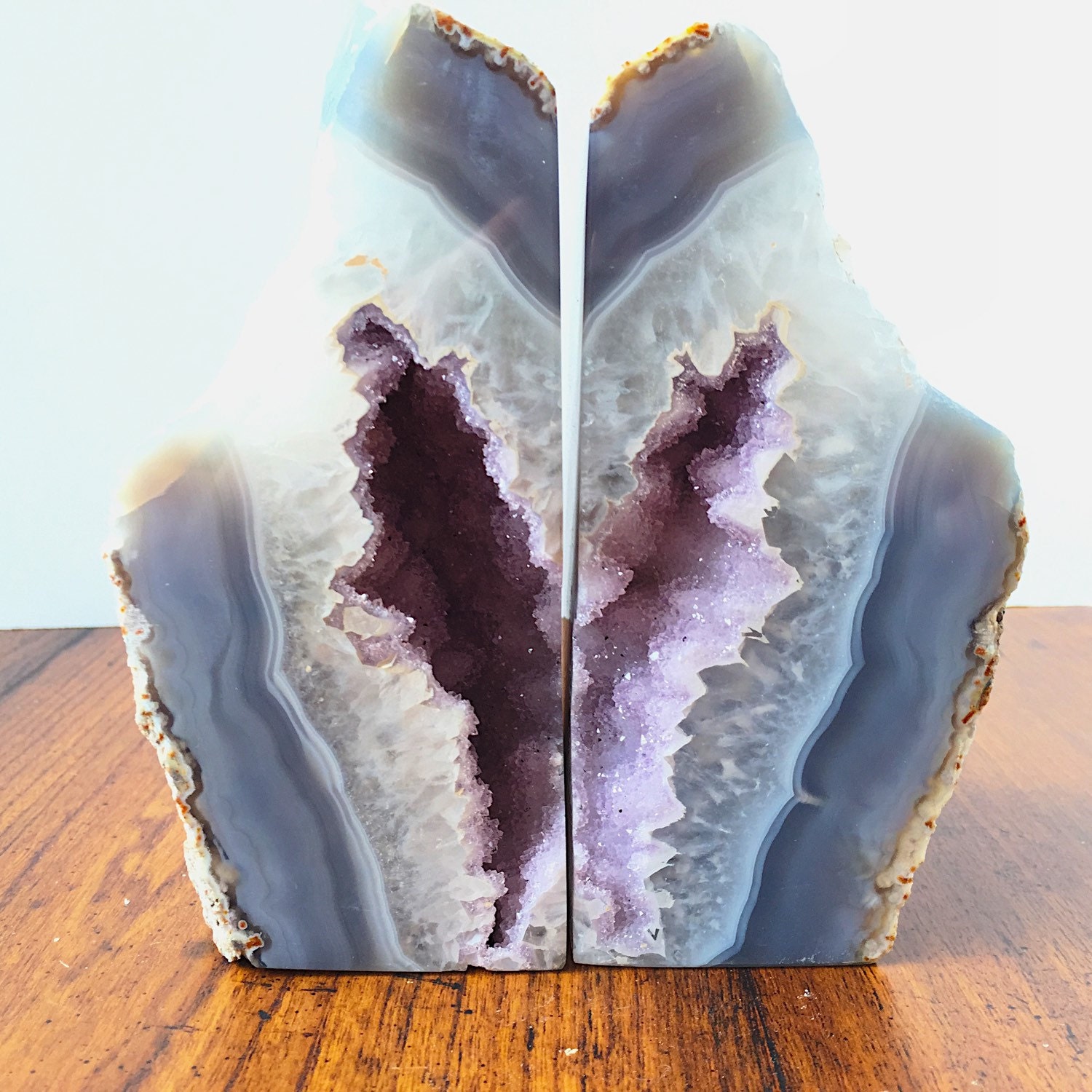 Amethyst Bookends Geode Bookshelf Decor Natural Amethyst