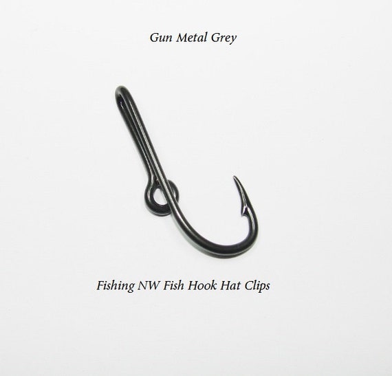 Gun Metal Colored Fish Hook Hat Clip / Pin Tie Clip by Fishingnw