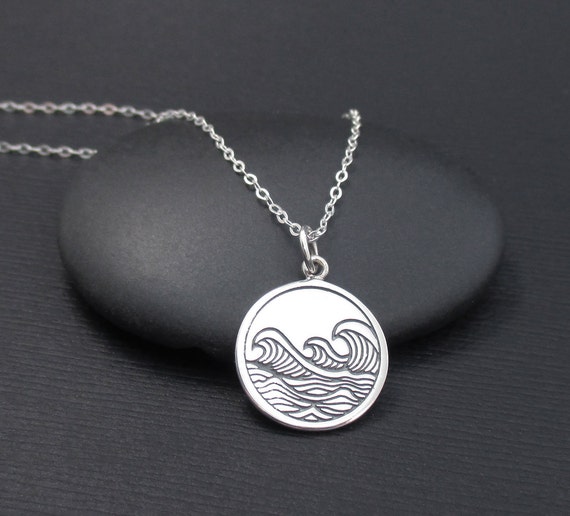 Ocean Waves Necklace Sterling Silver Rolling Waves Necklace