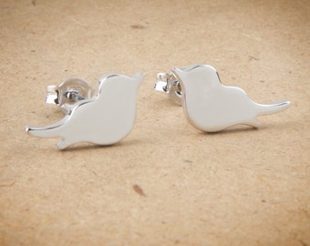 Bird Earrings, Silver Birds Studs, Silver Earrings, Bird Post Earrings, Cute earrings, Solid Gold Bird