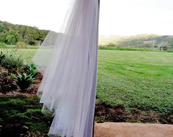 Two tier veil. Cut edge veil. Raw edge wedding veil. 2 tier wedding veil. Plain edge veil