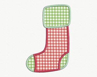 Christmas Stocking Applique Machine Embroidery Design - 4 Sizes