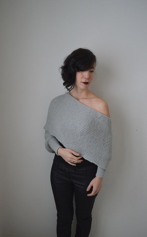 Knit Shrug Bolero Scarf Wrap. Long Sleeves Shrug. Tube Scarf.