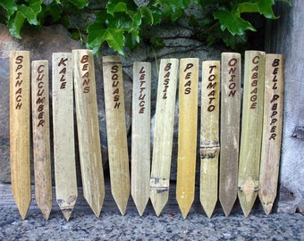 6 Bamboo Garden Stakes are Laser engraved to Label or Mark your favorite vegetable or herbs.