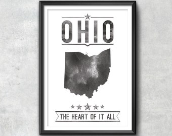 Ohio State Typography Print, Typography Poster, Ohio Poster, Ohio Art, Ohio Gift, Ohio Decor, Ohio Print, Ohio Love, Ohio Map, Ohio, home