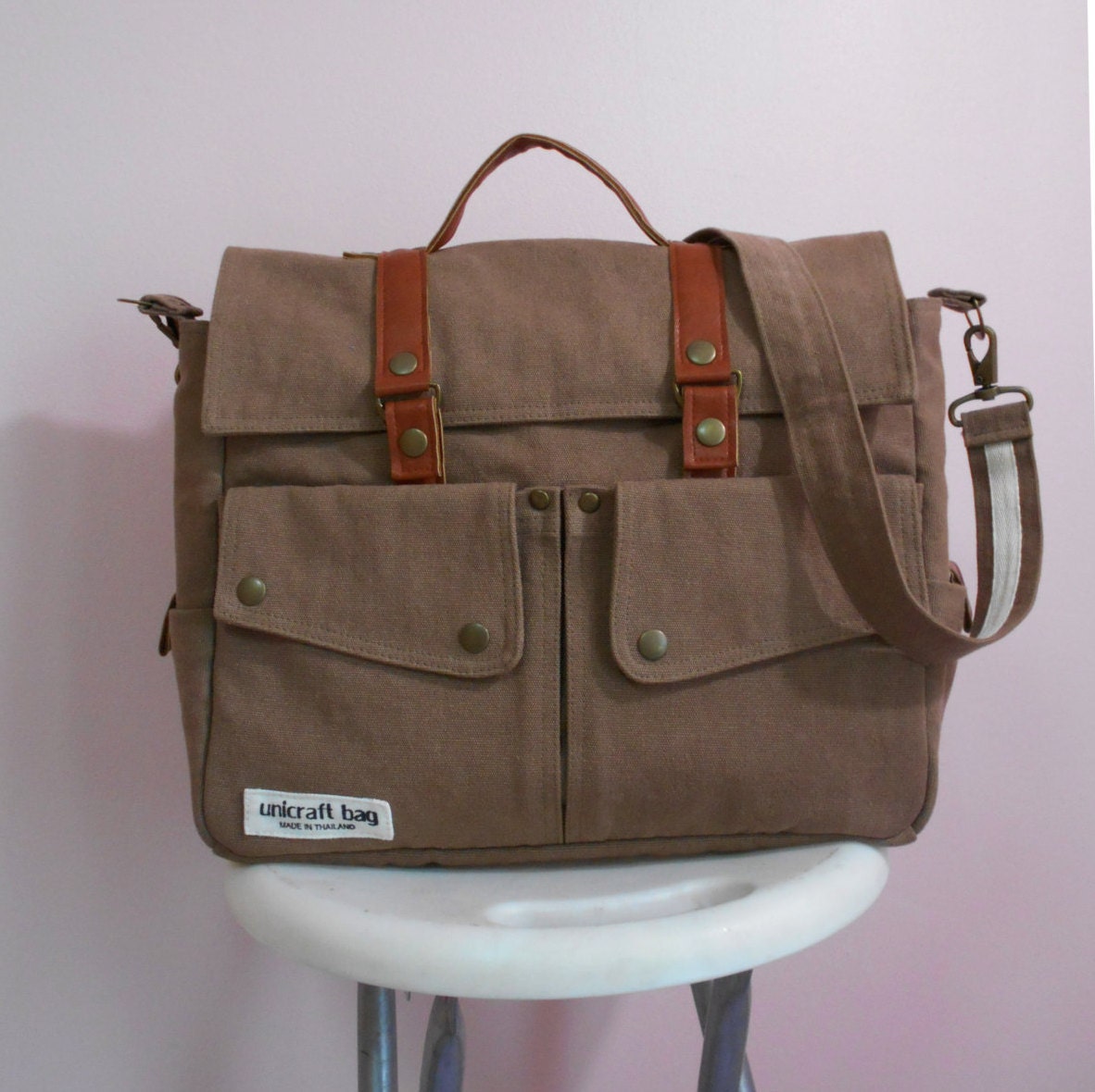 Brown Messenger Bag/Shoulder bag/School Bag/Travel by unicraftbag