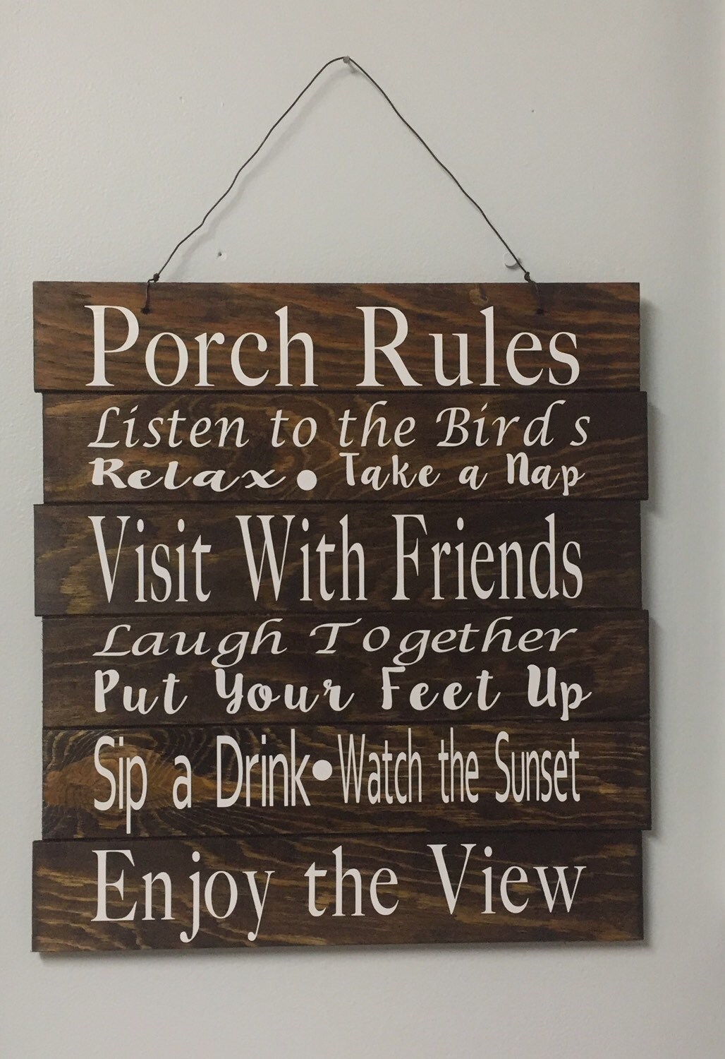 Wood Sign Stained Wooden Porch Rules Sign by TIMBERANDLACECO