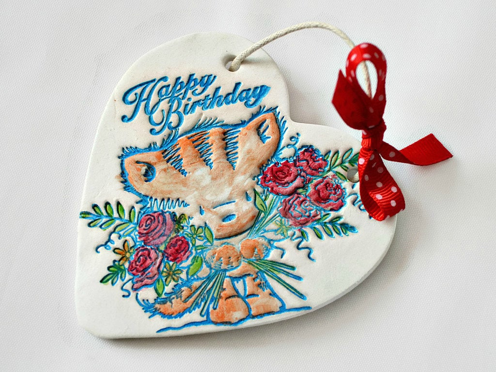 Happy birthday card alternative Girls birthday gift Clay