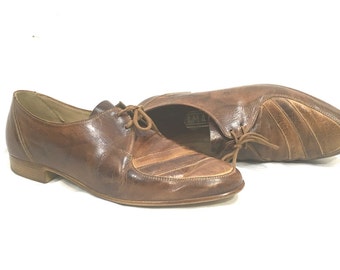 1960's Men's Shoes | Salamander Brand Leather Stripe Shoes | Size: 7.5