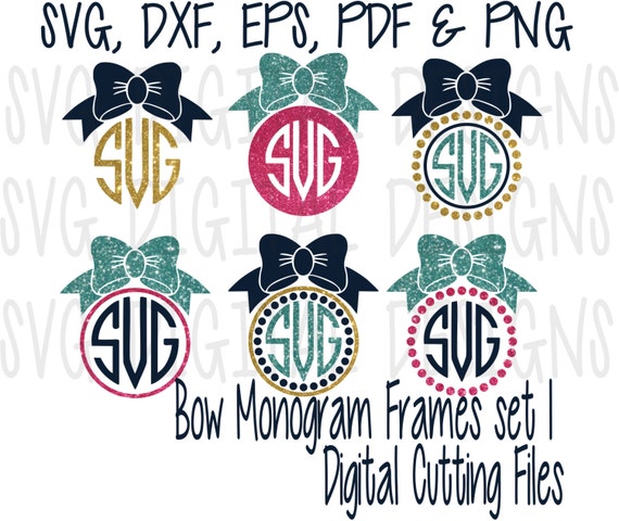 Download SVG Monogram Bow Cutting Files Template Clipart Vinyl SVG