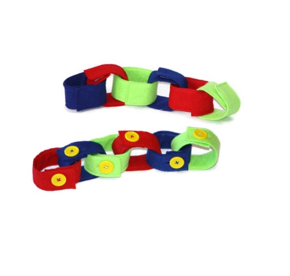 Items similar to Felt Velcro and Button Chain Pack, Felt Button Chain