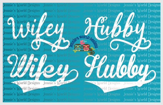 Download Wifey Hubby Words Bundle Heart Banner SVG Cut File