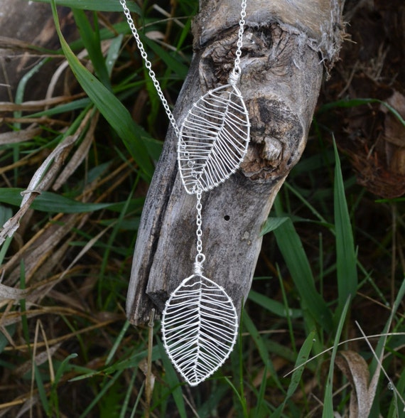 Items similar to Wire Wrapped Necklace, Handmade Leaf Necklace, Leaf