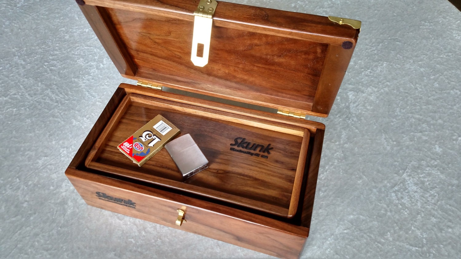 Stash Box and Rolling Tray combo wood box with by SkunkWoodworking