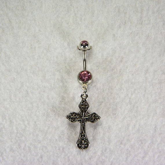 Belly Button Ring Silver Cross Belly Ring Spiritual Body