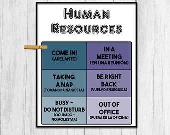Human Resources Spanish Translation Sign Door Sign Digital Download Gift for Human Resources Printable Art Work Sign Door Printables hr