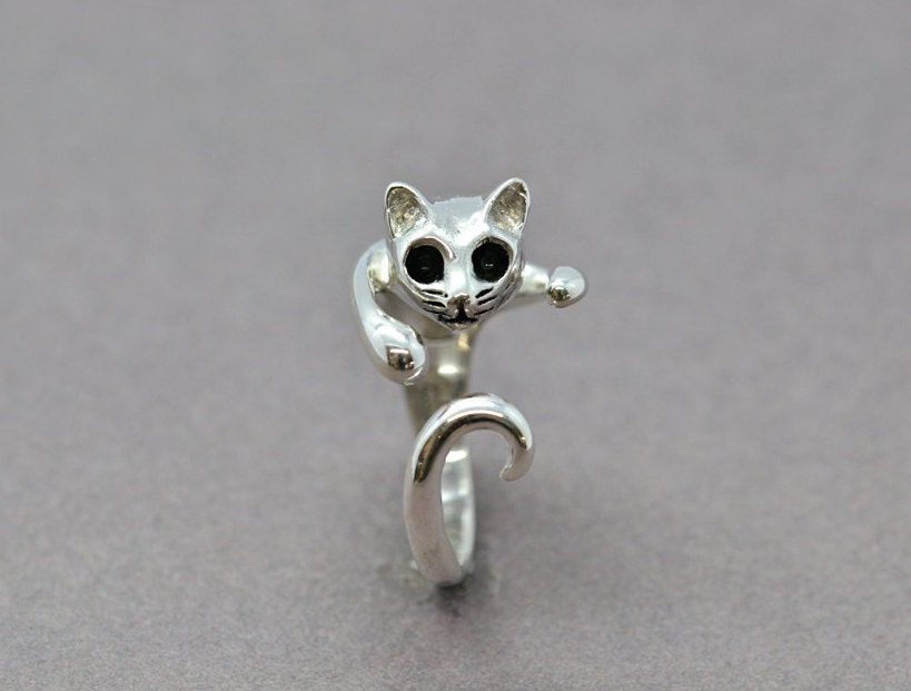 Sterling Silver Cat Ring, Cat Wrap Ring, Modern Cat Ring, Cat Jewelry, 3D Cat Ring, Simple Cat Ring, Kitten Ring, Detailed Cat Ring, Cats