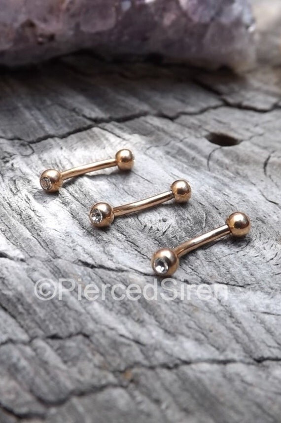 Rose gold rook piercing barbell curved by SirenBodyJewelry on Etsy