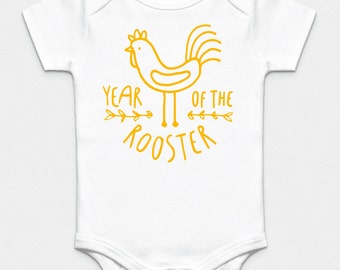 Organic Year of the Rooster Onesie - Yellow, Pink or Blue