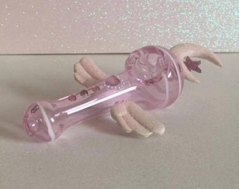 Angelic Moon and Star Pipe, Glass Spoon Pipe, Custom Glass Pipe, Smoking Pipe