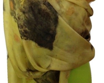 Silk Scarf, Eco Print, Women Scarves, Yellow Silk Scarf, Fashion Scarf ,Scarves and Shawls, Handmade Scarf, Soft Scarf, Gift For Her