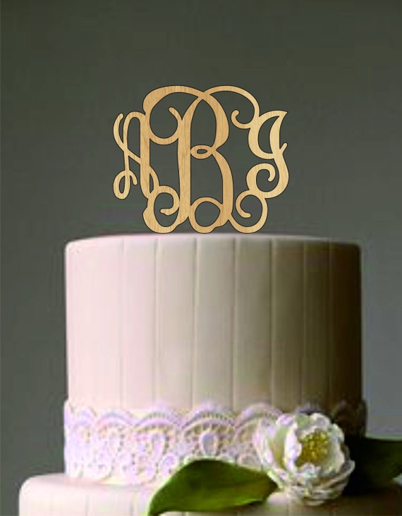 Personalized Monogram Wedding Cake Topper Elegant Initials