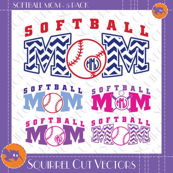 Download Softball Mom Monogram Frames and Art SVG DXF EPS Cutting