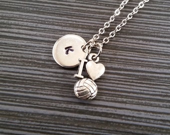 Silver Volleyball Necklace - I Love Volleyball Necklace - Personalized Necklace - Custom Gift - Volleyball Gift - Sports Necklace