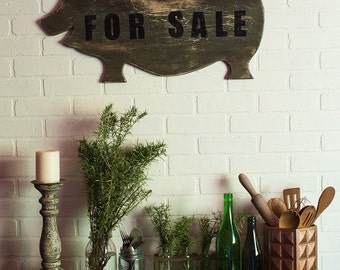 Pig Sign,Pig For Sale, ShabbyChic decor, Distressed decor, Rustic Decor, country decor, gift for home, house warming gift