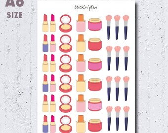 Makeup Stickers, Girly Stickers, Brushes Reminder, Beauty Stickers, Lipstick Stickers, Powder Stickers, Cosmetics Stickers, Life Planners