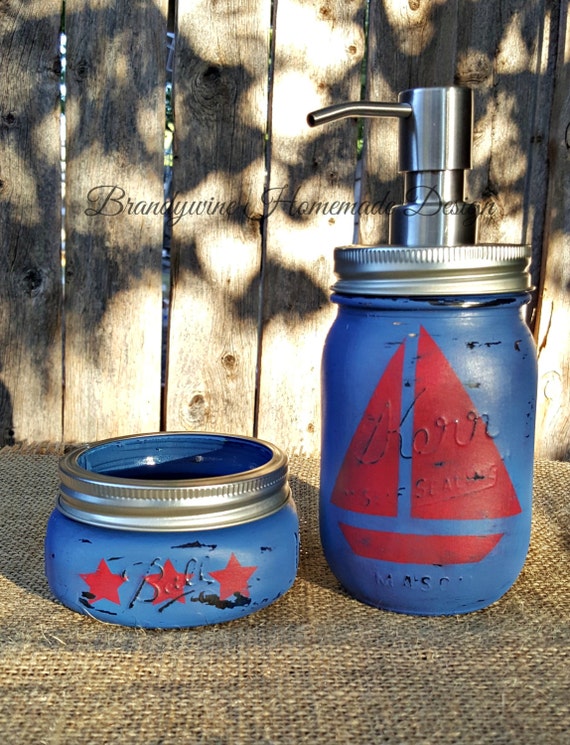 Items similar to Mason Jar Bathroom Set, 2 pc Bathroom Set, Bathroom