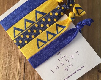 Tri Delta Sorority Hair Elastics; Delta Delta Delta Hair Ties; Tri Delt Bid Day; Tri Delta Big Little; Tri Delt Accessories