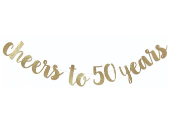Cheers to 50 Years Banner | 50th Birthday Decoration | 50 and Fabulous | 50 Birthday | 50th Birthday Banner | Fiftieth Birthday Party Decor
