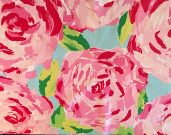 Hotty Pink FIRST IMPRESSIONS Fabric 19x17 or 18x9 Lilly HPFI Roses Hot Pink Garnet Hill