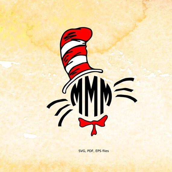 Download The Cat In The Hat svg Monogram Frame Dr. Seuss svg pdf