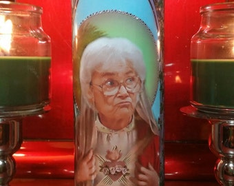Golden Girls -Sophia - Celebrity Saint Candle - church window style