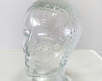 Vintage Art Deco Piero Fornasetti Androgynous Glass Head Sculptural Stand - Mid Century Modern Transparent Retro Sculpture Italy Sculpture