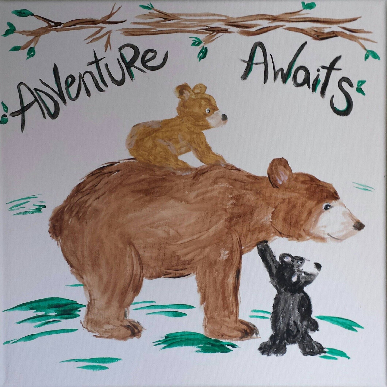 Woodland bear nursery art by StampedBySophie on Etsy