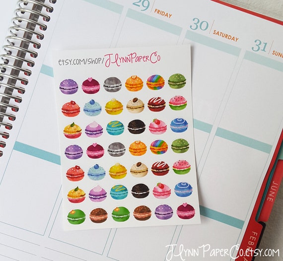 42 Macaroon stickers, Rainbow, Water color, Food sticker, Cute Stickers, Planner Stickers, Pretty, Colorful, Erin Condren, ECLP