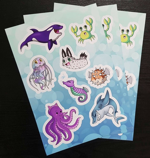 Sea Creature Sticker Sheet