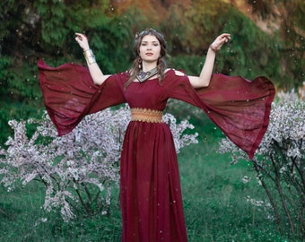 Ancient Greek dress, medieval fantasy dress, Ancient Roman dress, long sleeved dress
