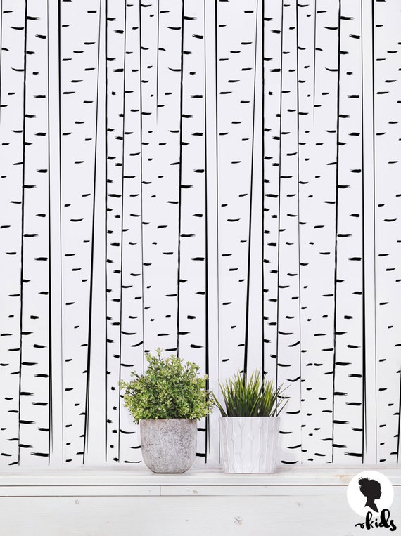 Birch Tree Wallpaper Tree Pattern Wall Mural / Traditional or