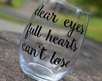 Friday Night Lights, Clear Eyes Full Heart Can't Lose, Friday Night Lights Glass, Stemless Wine Glass, Friday Night Lights Gift, FNL Glass