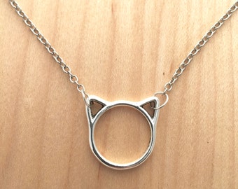 cat necklace, silver minimalist necklace for cat lovers!