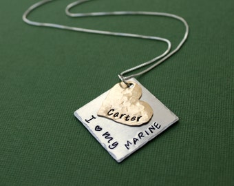 Marine Mom Necklace Marine Girlfriend Marine Wife Military Jewelry Army Air Force Navy
