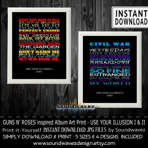 Use Your Illusion 1 & 2 Album Song List by SoundwavezDesign