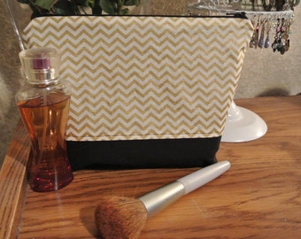 Gold Chevron Make Up Bag